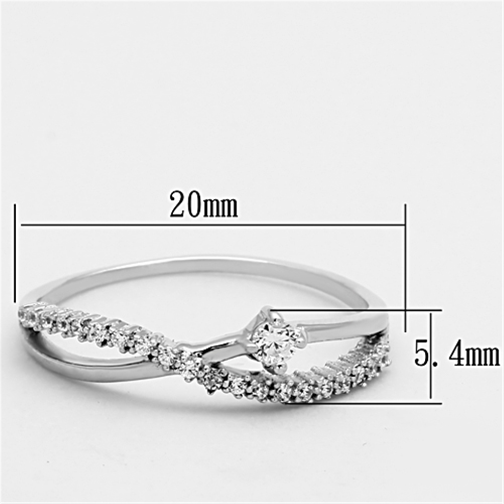 TS144 - 925 Sterling Silver Ring Rhodium Women AAA Grade CZ Clear