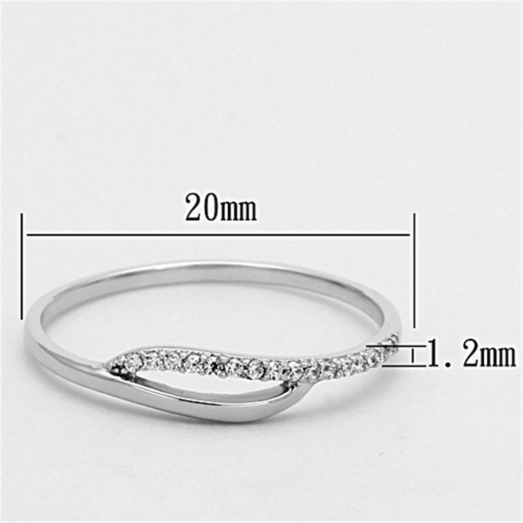 TS145 - 925 Sterling Silver Ring Rhodium Women AAA Grade CZ Clear