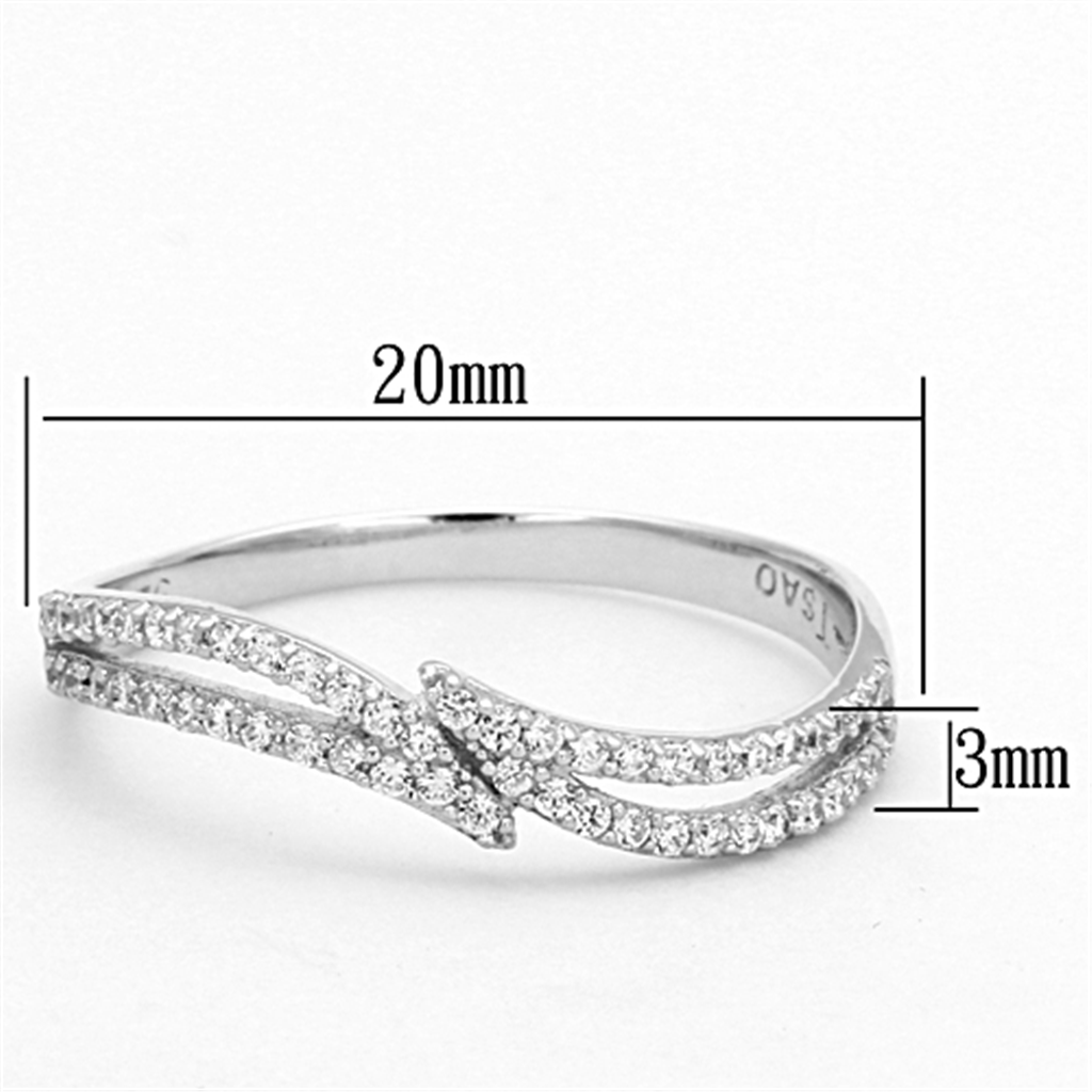 TS146 - 925 Sterling Silver Ring Rhodium Women AAA Grade CZ Clear