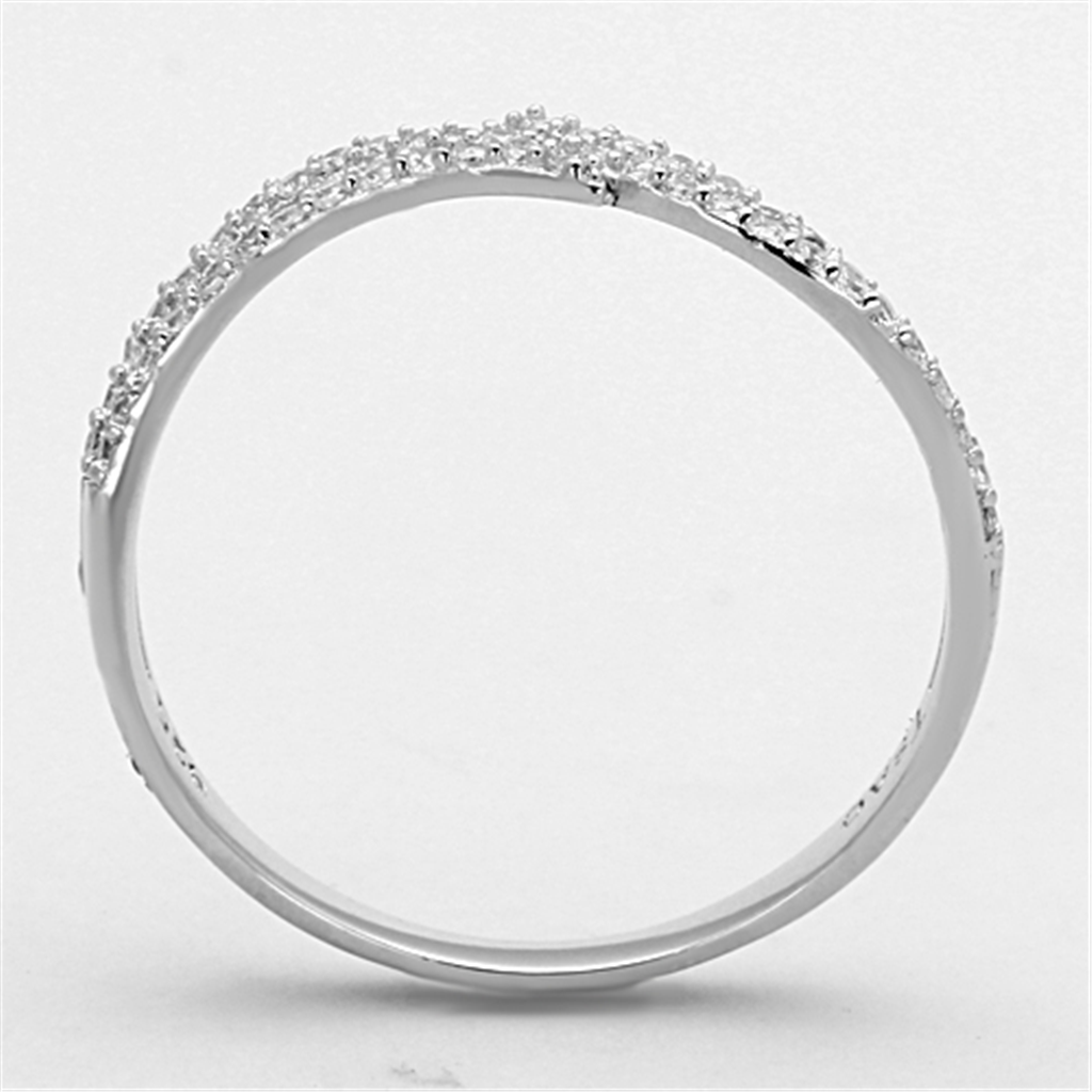 TS146 - 925 Sterling Silver Ring Rhodium Women AAA Grade CZ Clear