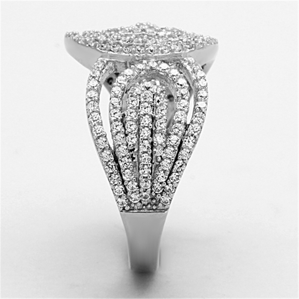 TS147 - 925 Sterling Silver Ring Rhodium Women AAA Grade CZ Clear