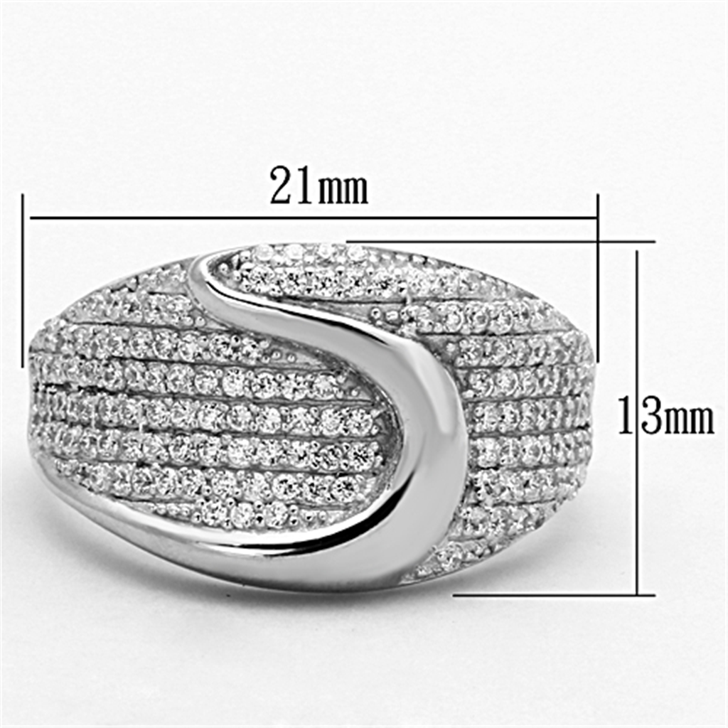 TS148 - 925 Sterling Silver Ring Rhodium Women AAA Grade CZ Clear