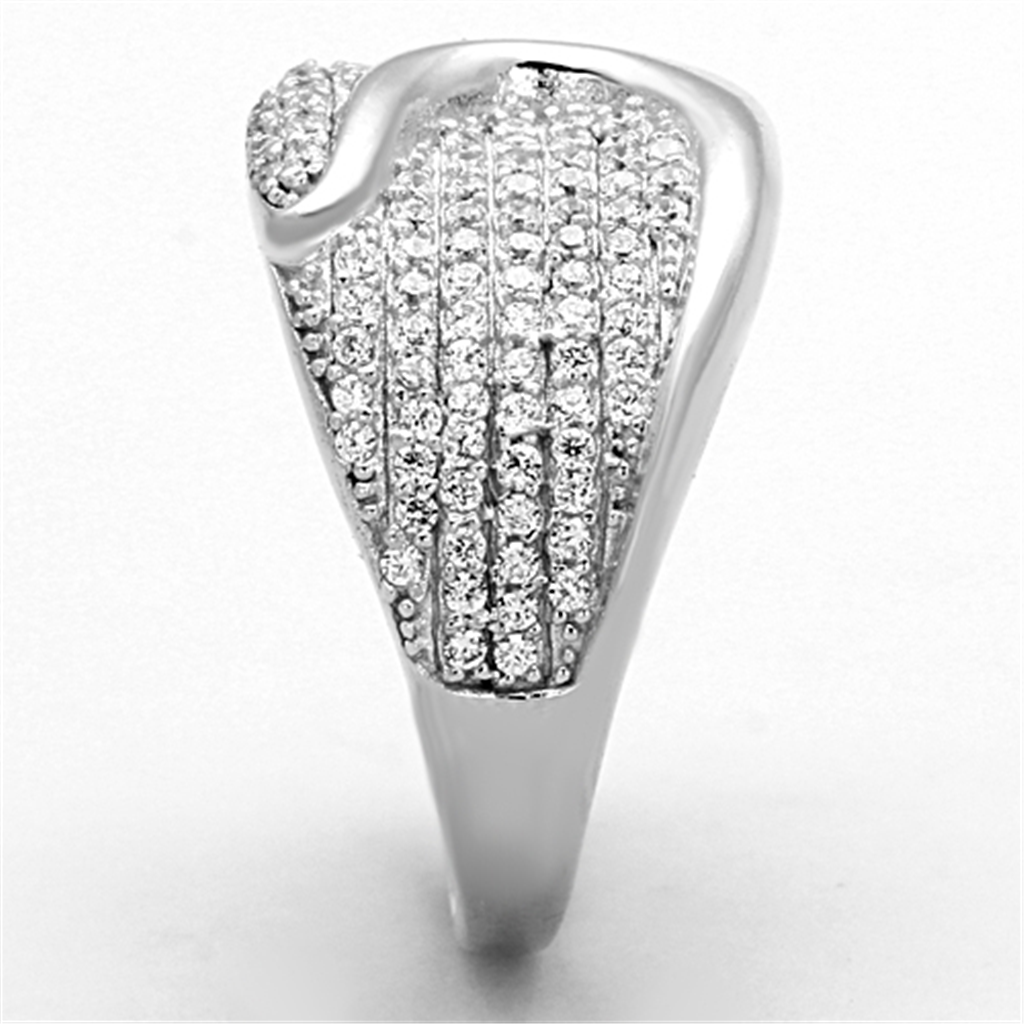 TS148 - 925 Sterling Silver Ring Rhodium Women AAA Grade CZ Clear