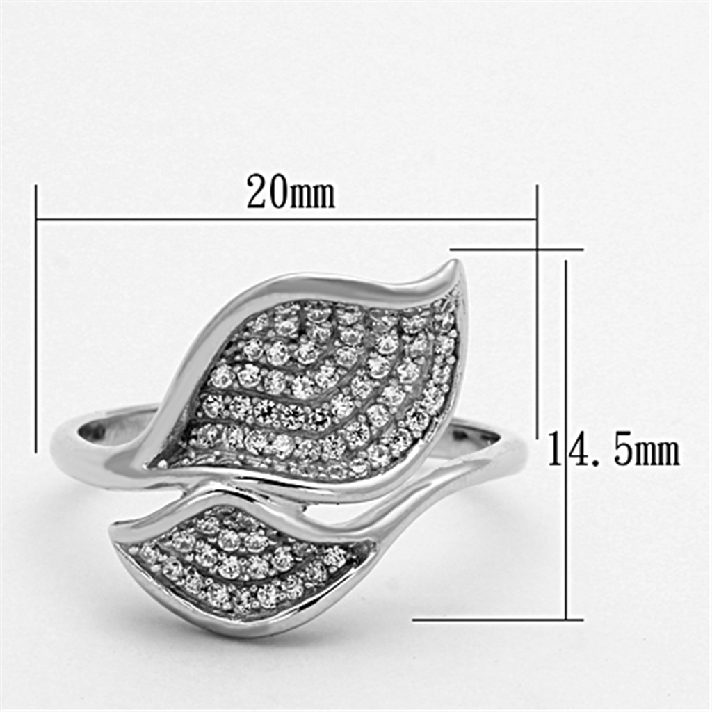 TS149 - 925 Sterling Silver Ring Rhodium Women AAA Grade CZ Clear