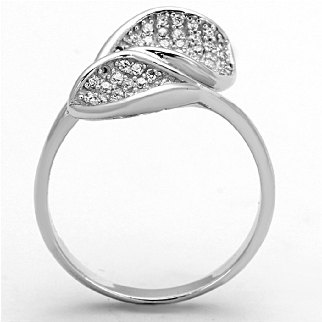 TS149 - 925 Sterling Silver Ring Rhodium Women AAA Grade CZ Clear