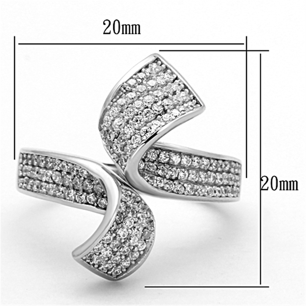 TS150 - 925 Sterling Silver Ring Rhodium Women AAA Grade CZ Clear