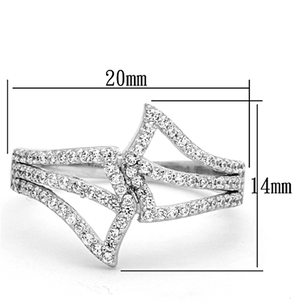 TS152 - 925 Sterling Silver Ring Rhodium Women AAA Grade CZ Clear