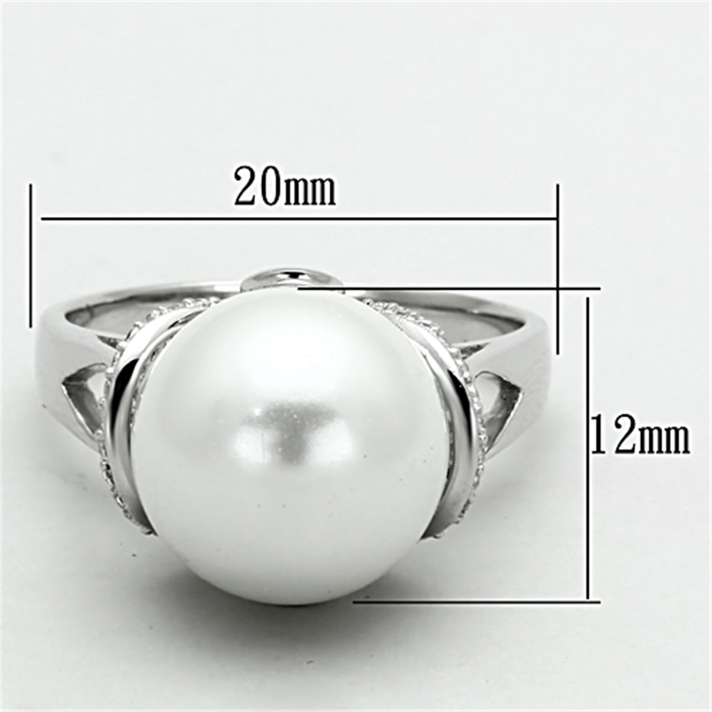 TS154 - 925 Sterling Silver Ring Rhodium Women Synthetic White