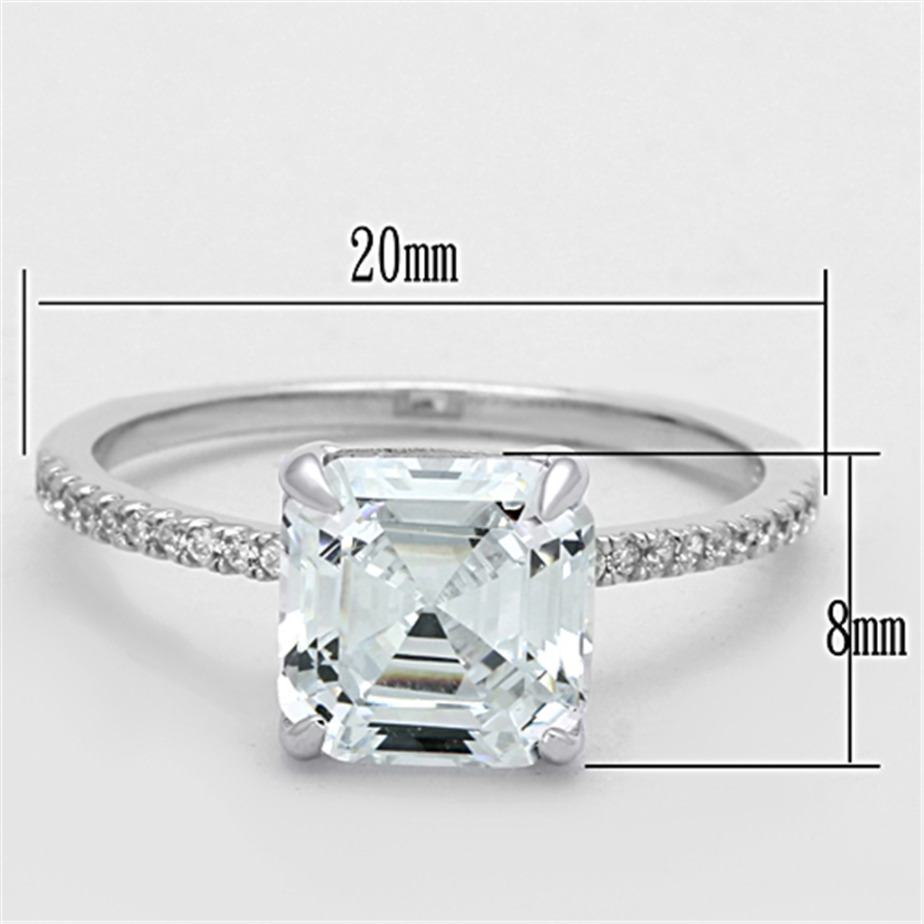 TS155 - 925 Sterling Silver Ring Rhodium Women Cubic Clear