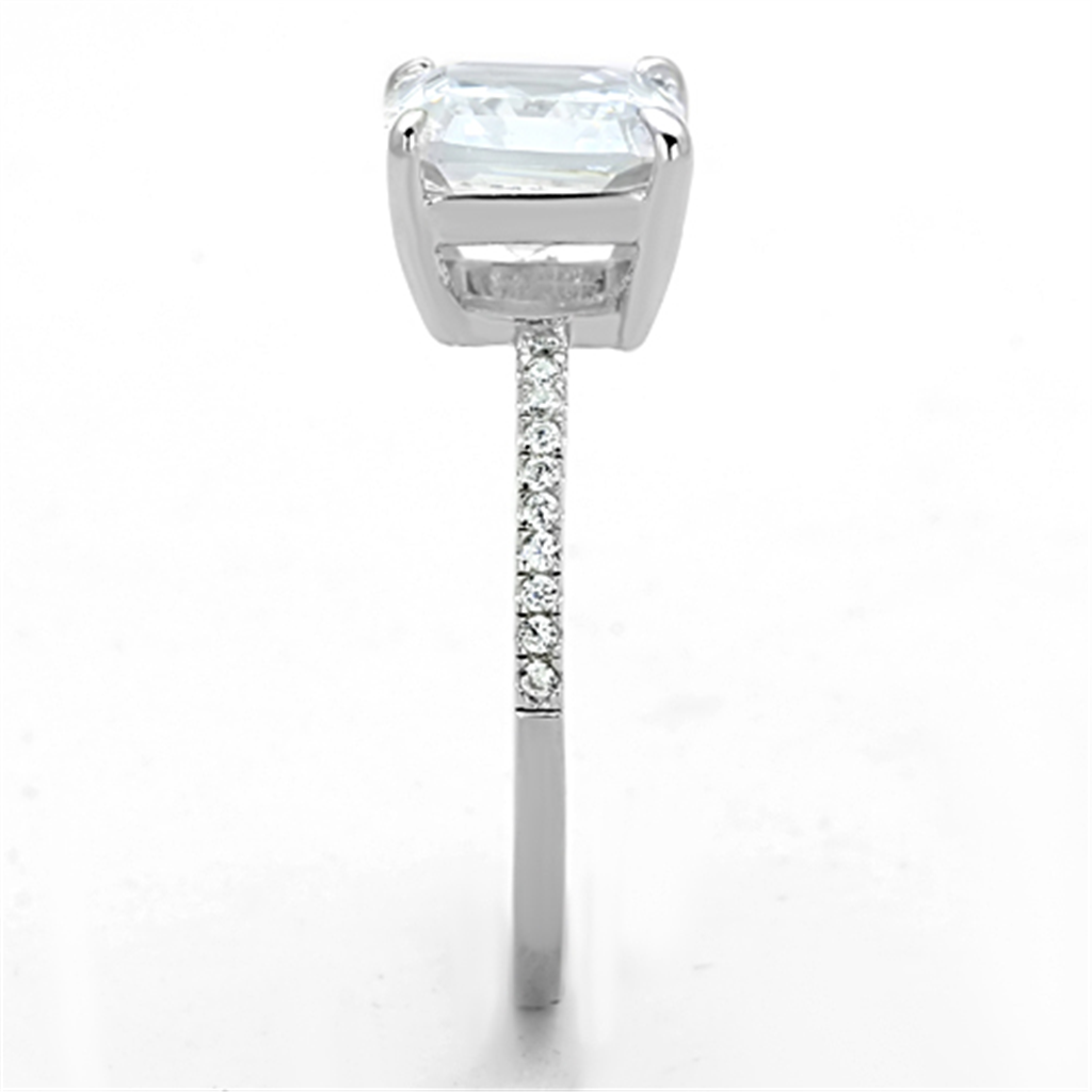 TS155 - 925 Sterling Silver Ring Rhodium Women Cubic Clear