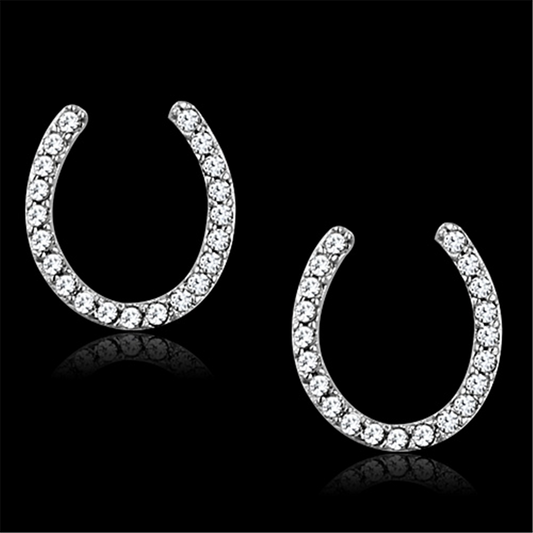 TS162 - 925 Sterling Silver Earrings Rhodium Women AAA Grade CZ Clear