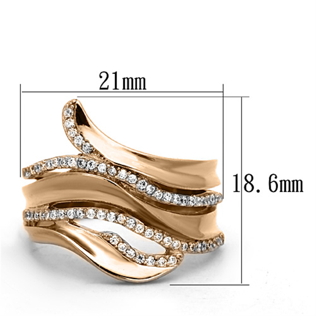 TS168 - 925 Sterling Silver Ring Rose Gold Women AAA Grade CZ Clear