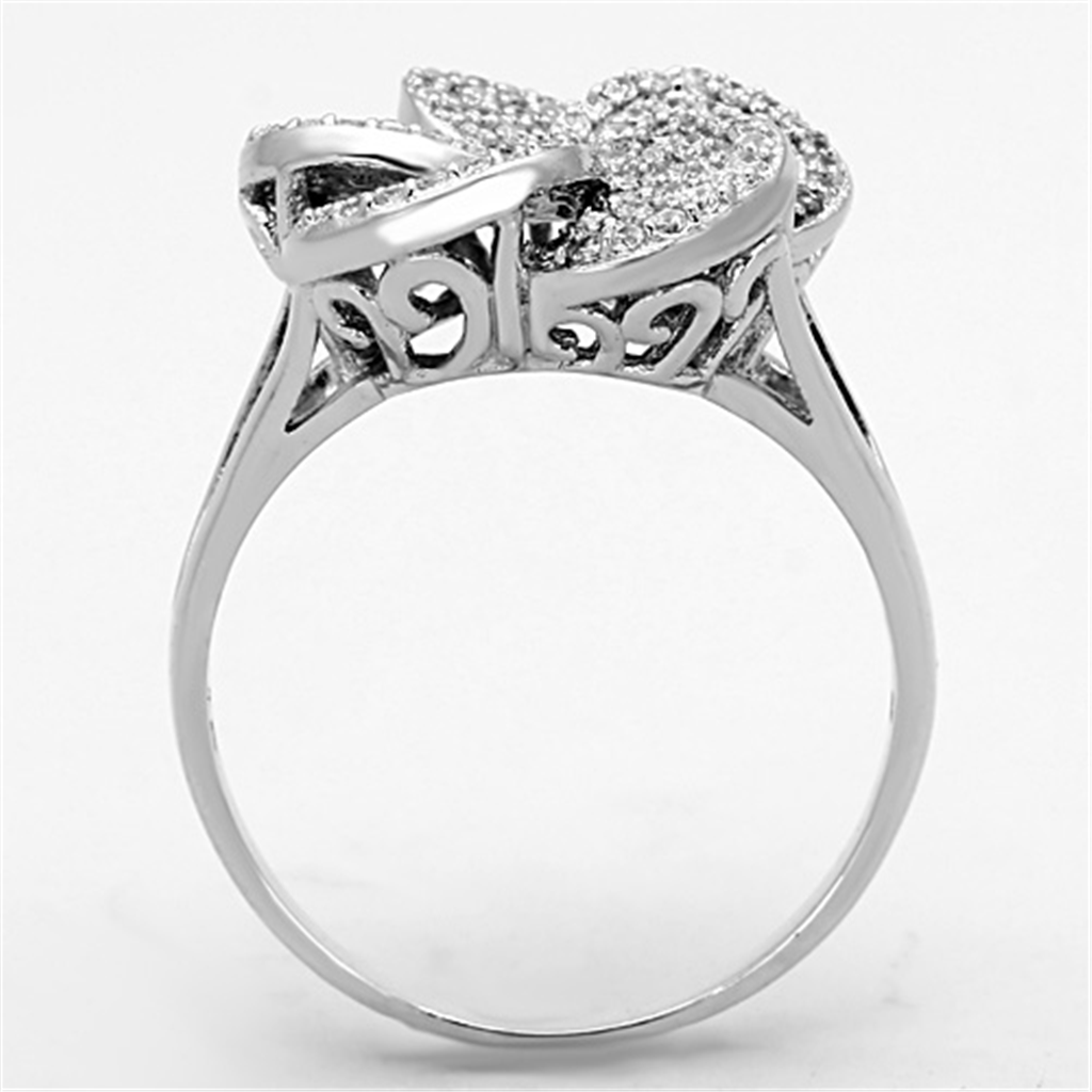 TS171 - 925 Sterling Silver Ring Rhodium Women AAA Grade CZ Clear