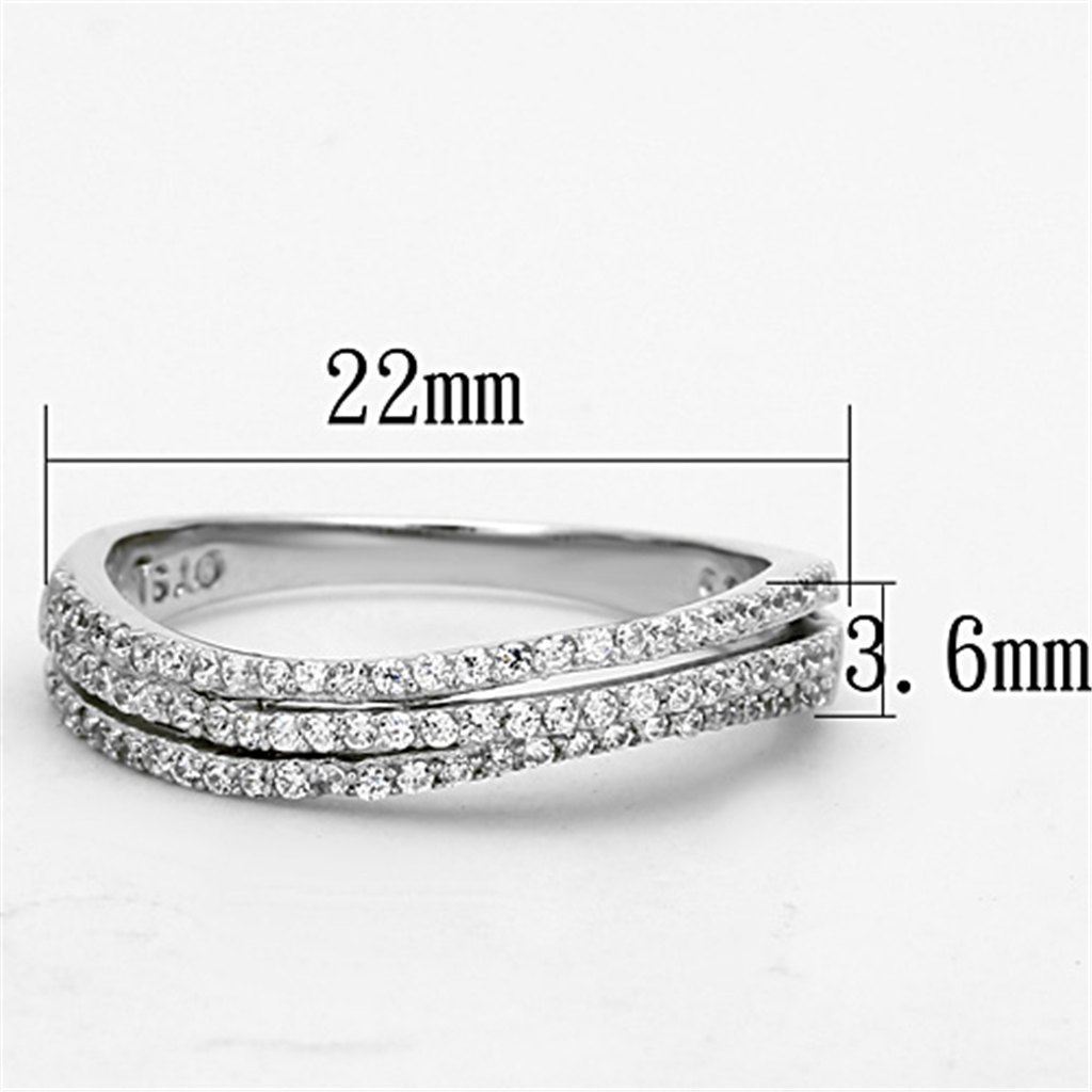 TS173 - 925 Sterling Silver Ring Rhodium Women AAA Grade CZ Clear