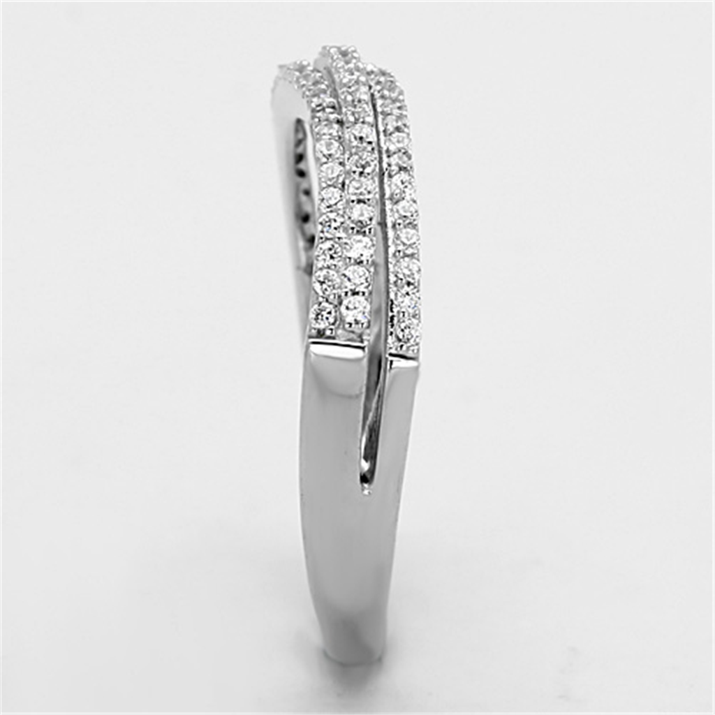 TS173 - 925 Sterling Silver Ring Rhodium Women AAA Grade CZ Clear