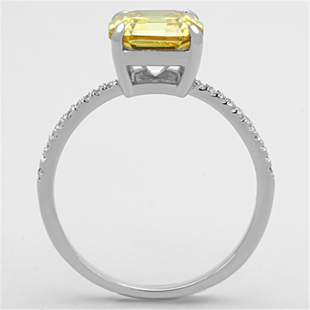 TS175 - 925 Sterling Silver Ring Rhodium Women Cubic Topaz