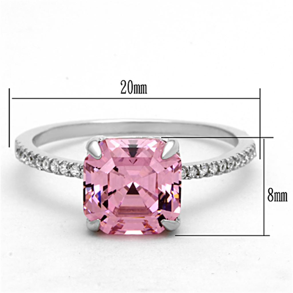 TS179 - 925 Sterling Silver Ring Rhodium Women Cubic Rose