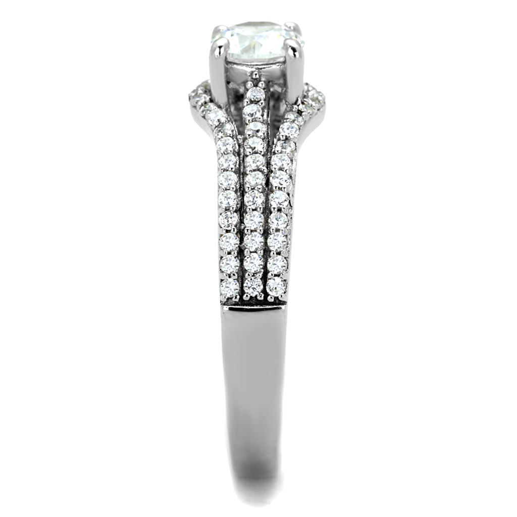 TS188 - 925 Sterling Silver Ring Rhodium Women AAA Grade CZ Clear