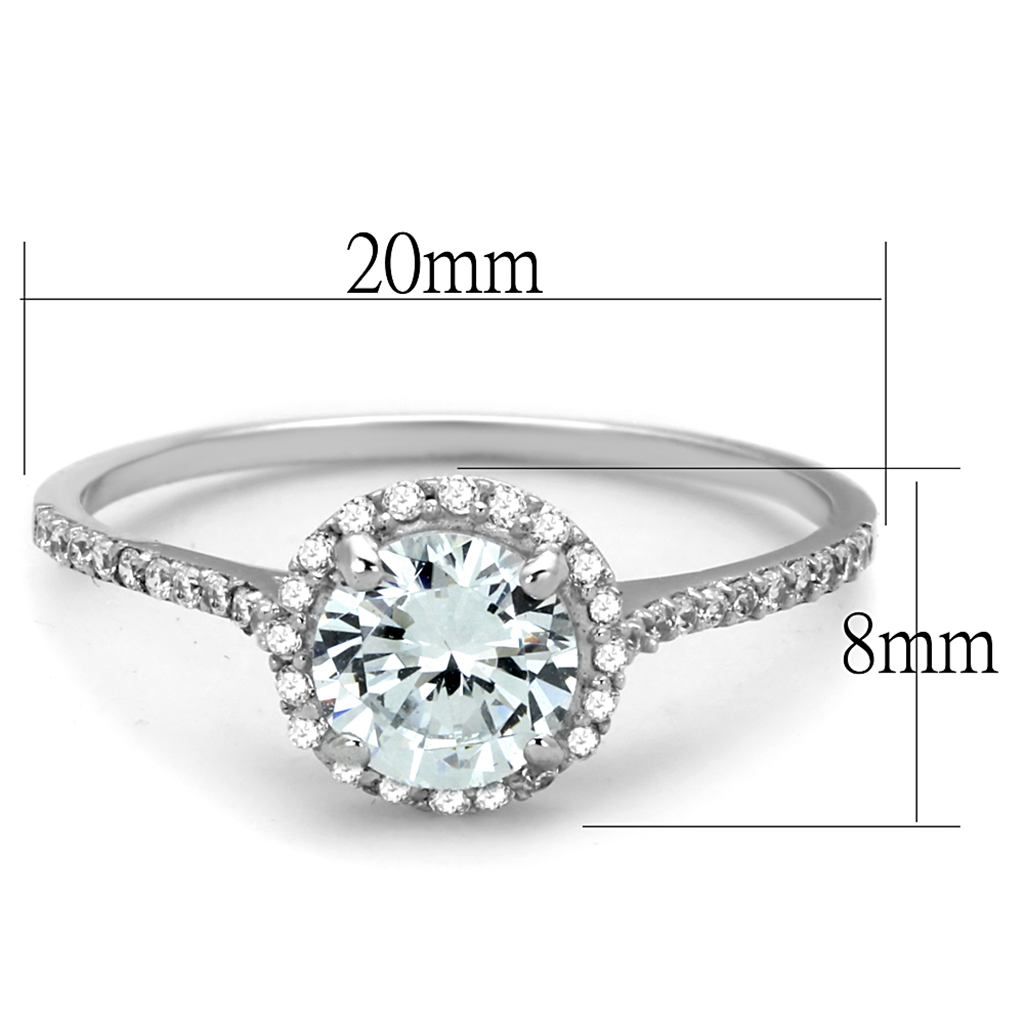 TS190 - 925 Sterling Silver Ring Rhodium Women AAA Grade CZ Clear