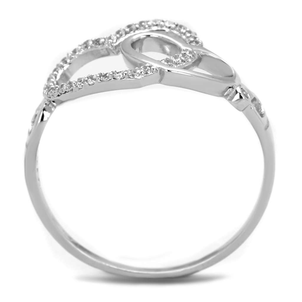 TS193 - 925 Sterling Silver Ring Rhodium Women AAA Grade CZ Clear