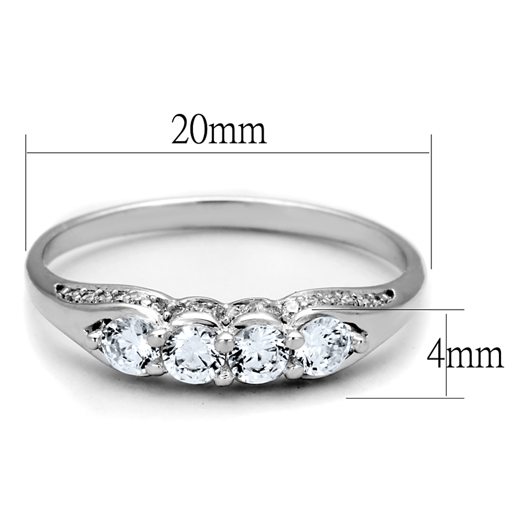 TS198 - 925 Sterling Silver Ring Rhodium Women AAA Grade CZ Clear