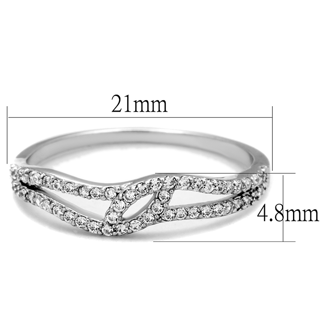 TS202 - 925 Sterling Silver Ring Rhodium Women AAA Grade CZ Clear