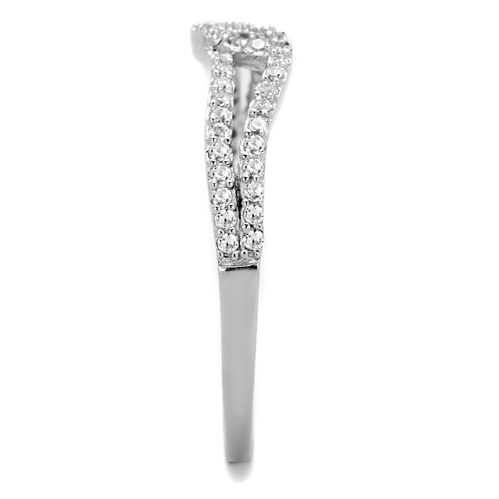 TS202 - 925 Sterling Silver Ring Rhodium Women AAA Grade CZ Clear