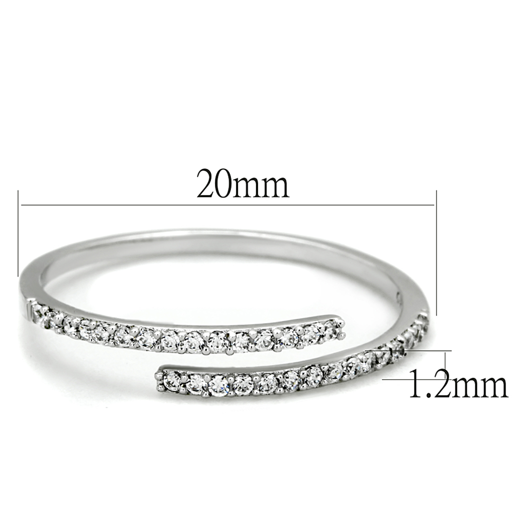 TS204 - 925 Sterling Silver Ring Rhodium Women AAA Grade CZ Clear