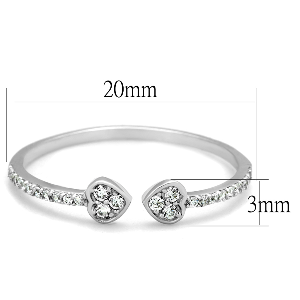 TS205 - 925 Sterling Silver Ring Rhodium Women AAA Grade CZ Clear