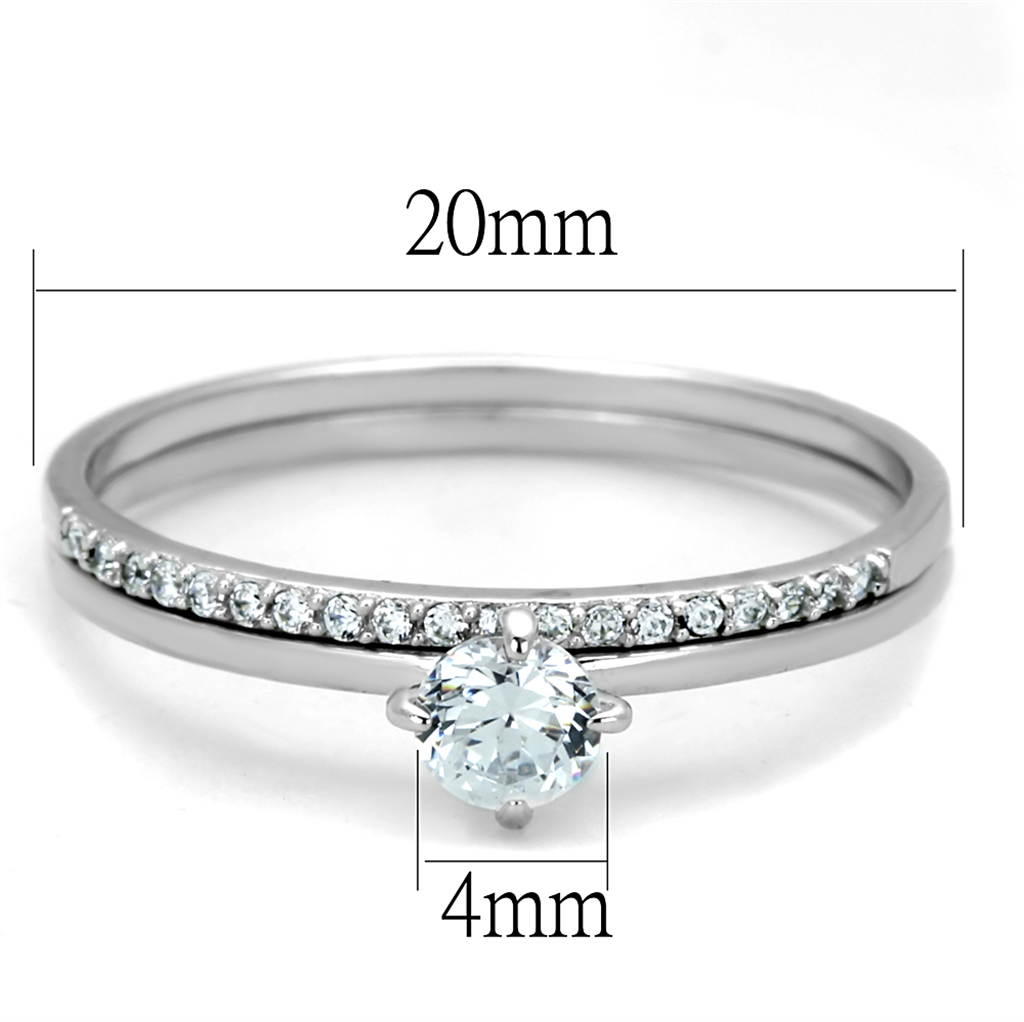 TS206 - 925 Sterling Silver Ring Rhodium Women AAA Grade CZ Clear