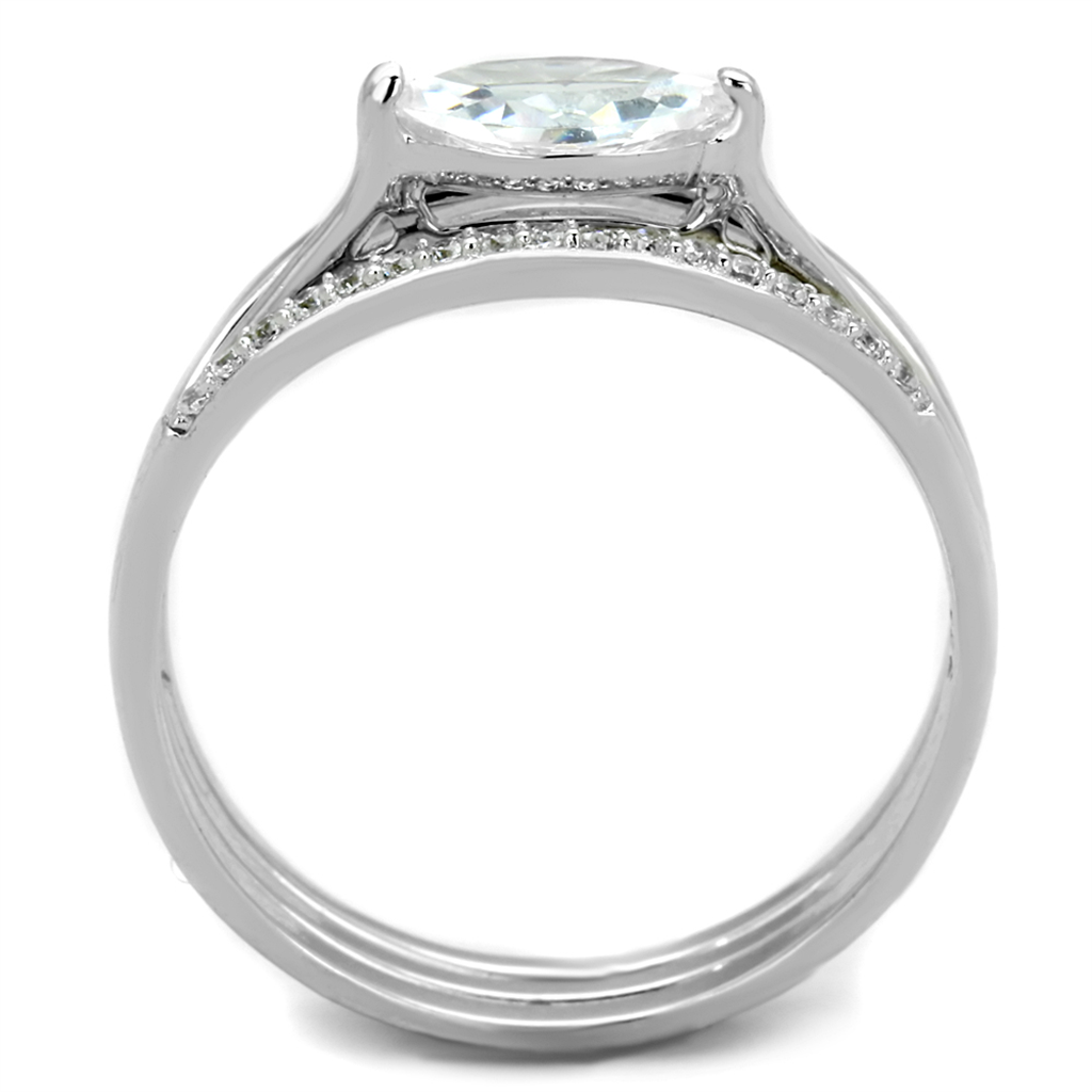 TS208 - 925 Sterling Silver Ring Rhodium Women AAA Grade CZ Clear