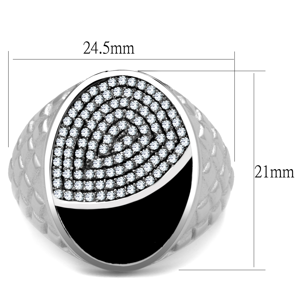 TS216 - 925 Sterling Silver Ring Rhodium Men AAA Grade CZ Clear