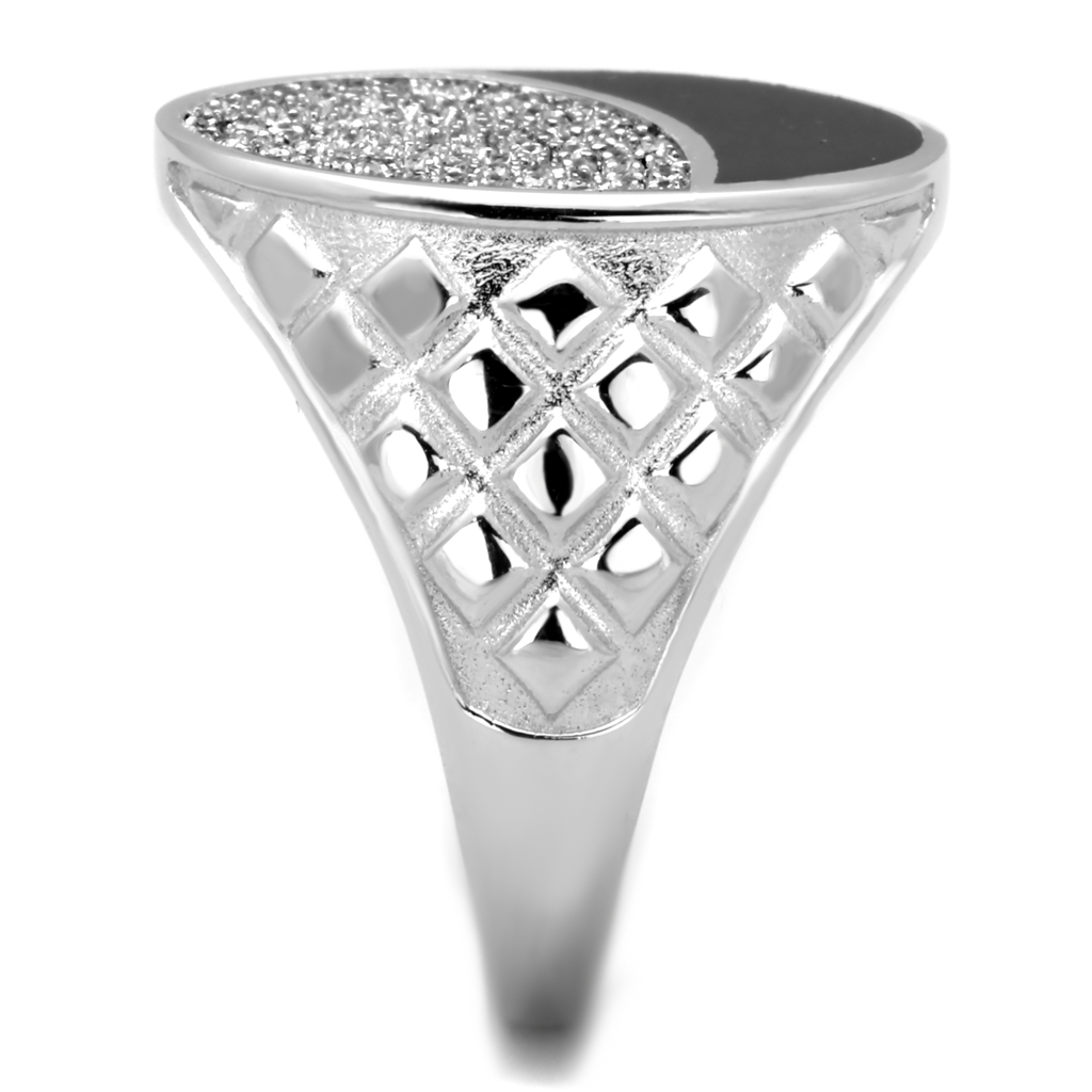 TS216 - 925 Sterling Silver Ring Rhodium Men AAA Grade CZ Clear