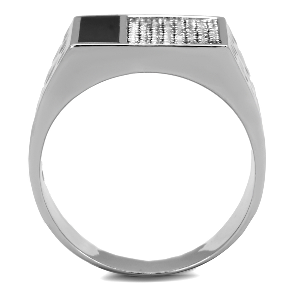 TS219 - 925 Sterling Silver Ring Rhodium Men AAA Grade CZ Clear