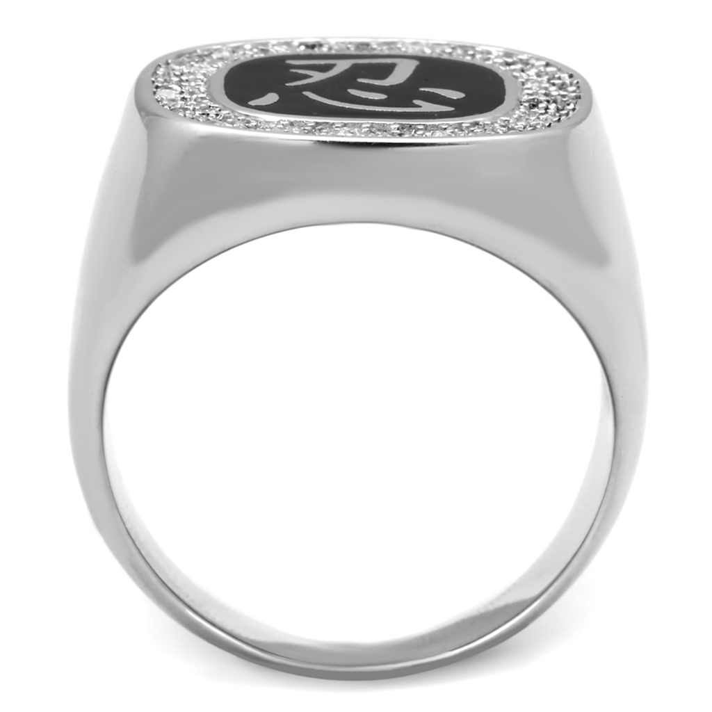 TS225 - 925 Sterling Silver Ring Rhodium Men AAA Grade CZ Clear