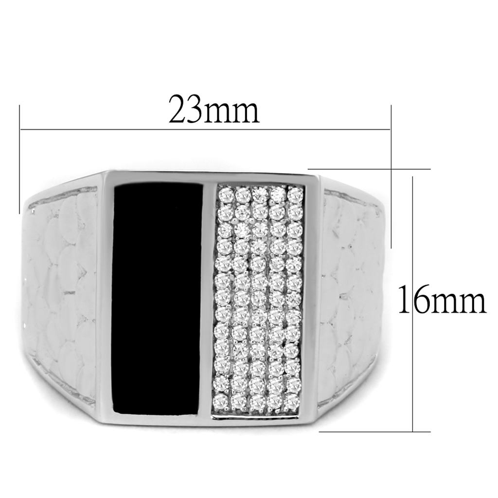 TS226 - 925 Sterling Silver Ring Rhodium Men AAA Grade CZ Clear