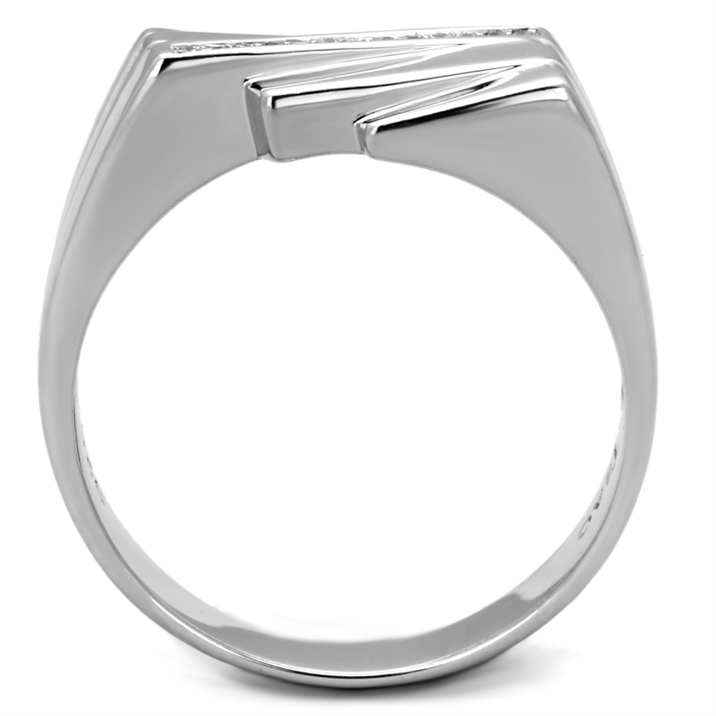 TS232 - 925 Sterling Silver Ring Rhodium Men AAA Grade CZ Clear