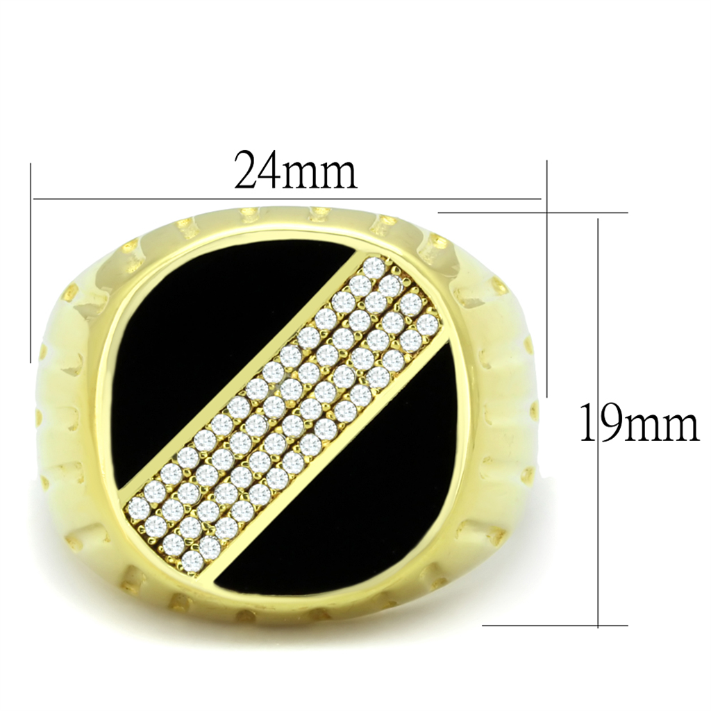 TS235 - 925 Sterling Silver Ring Gold Men AAA Grade CZ Clear