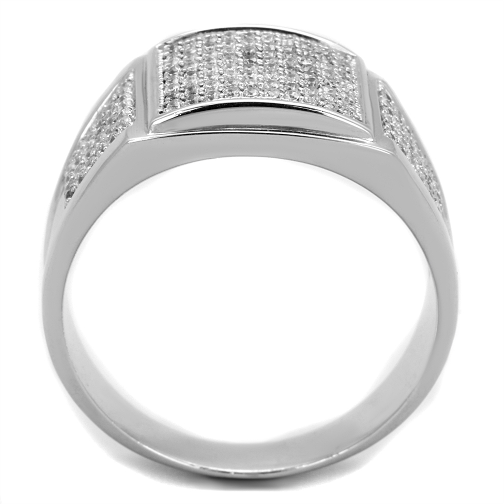 TS241 - 925 Sterling Silver Ring Rhodium Men AAA Grade CZ Clear