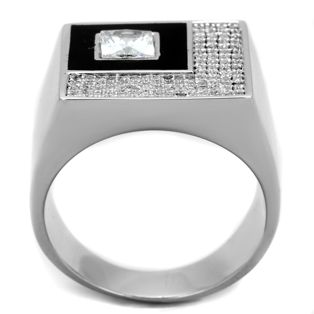 TS242 - 925 Sterling Silver Ring Rhodium Men AAA Grade CZ Clear