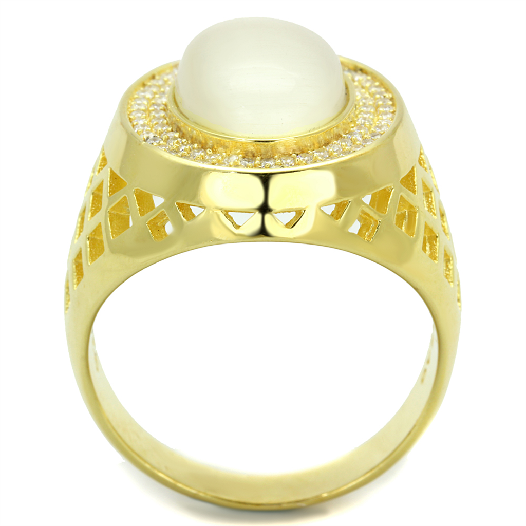 TS244 - 925 Sterling Silver Ring Gold Men Synthetic White