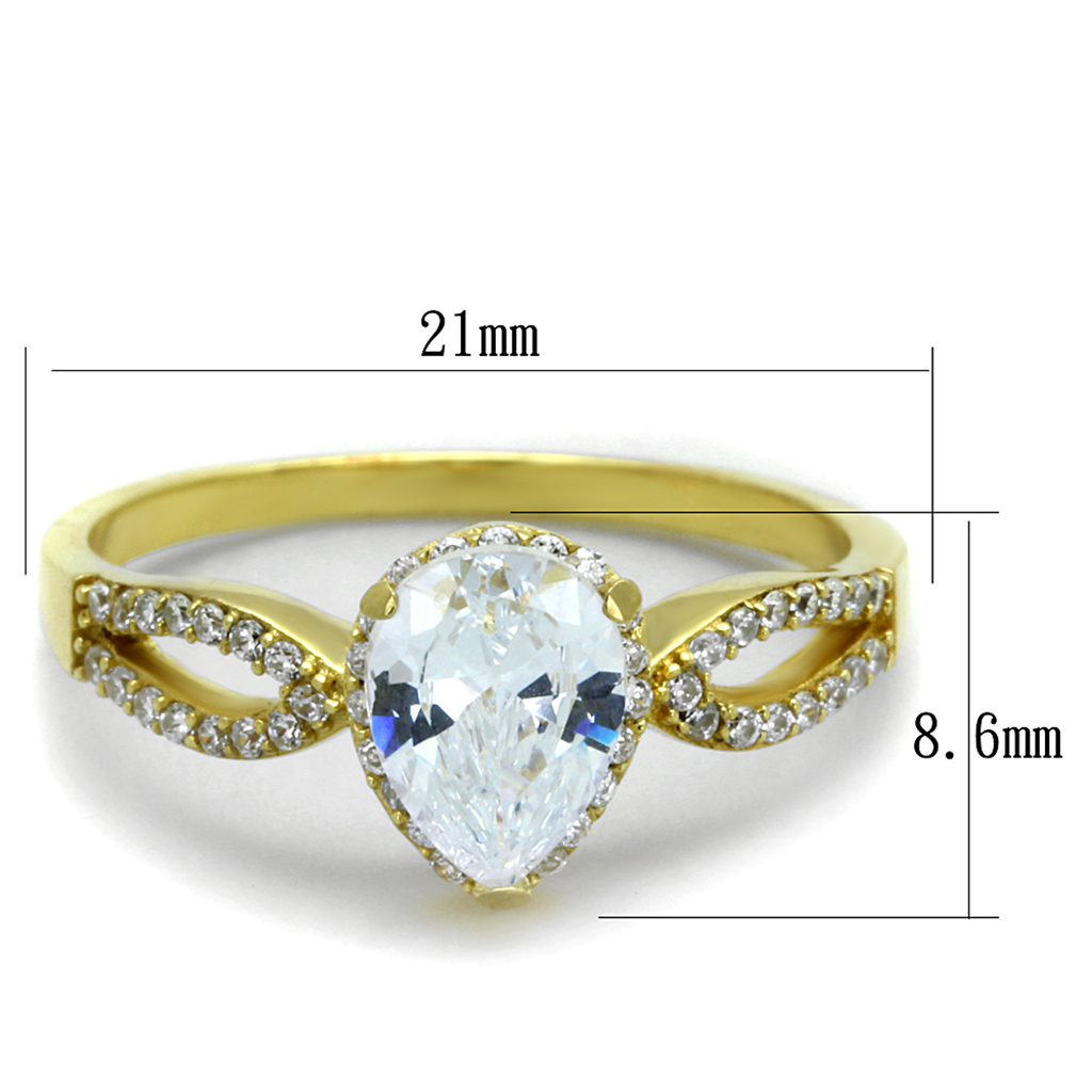 TS248 - 925 Sterling Silver Ring Gold Women AAA Grade CZ Clear