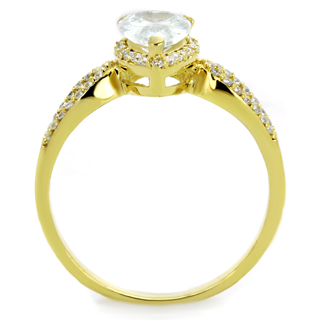 TS248 - 925 Sterling Silver Ring Gold Women AAA Grade CZ Clear