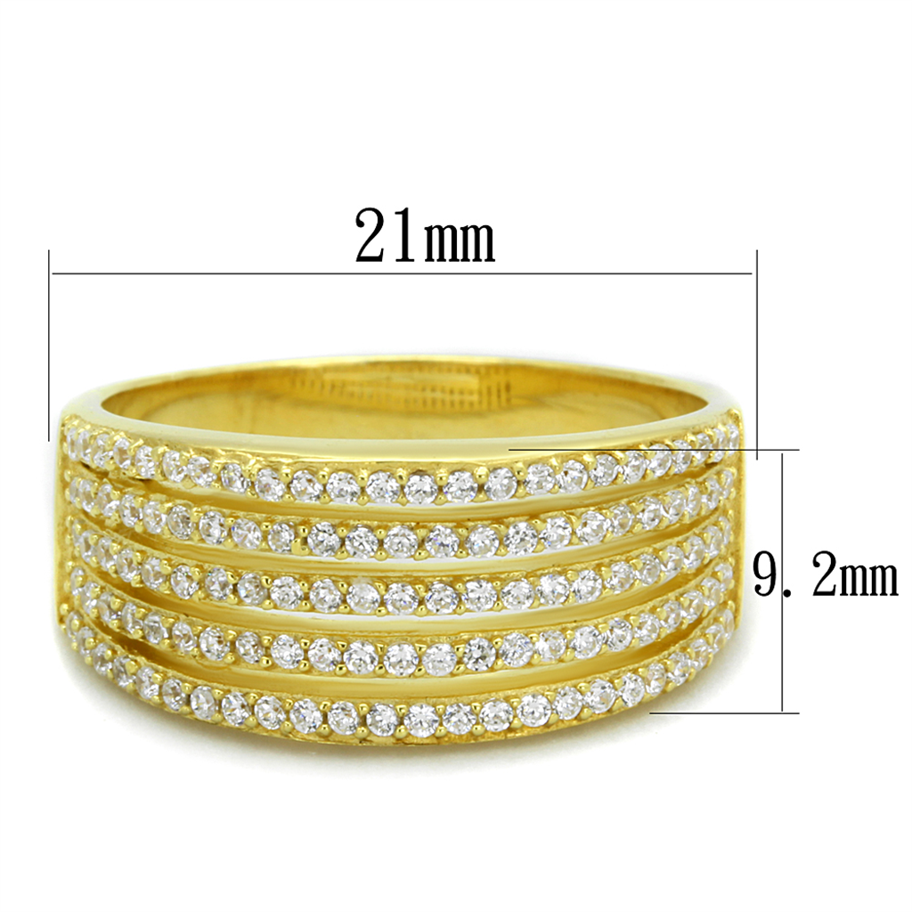 TS254 - 925 Sterling Silver Ring Gold Women AAA Grade CZ Clear