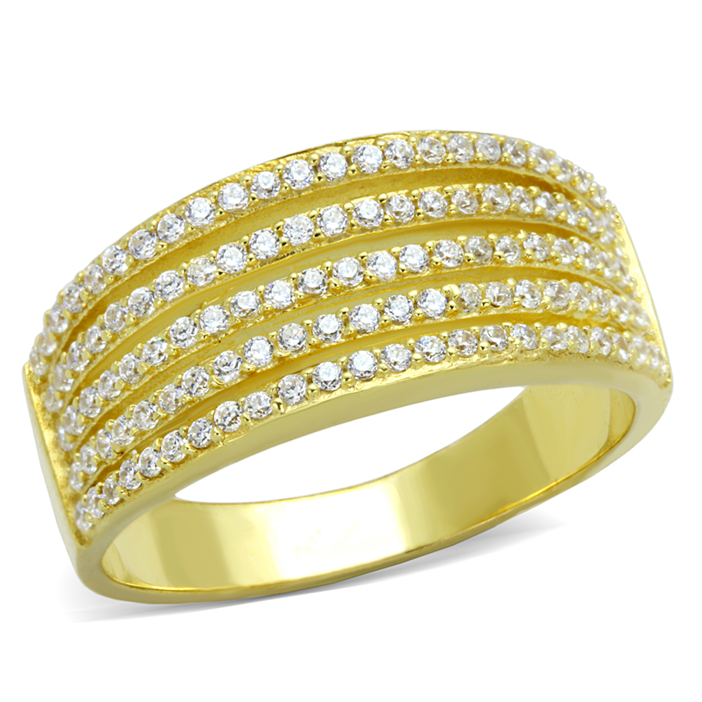 TS254 - 925 Sterling Silver Ring Gold Women AAA Grade CZ Clear