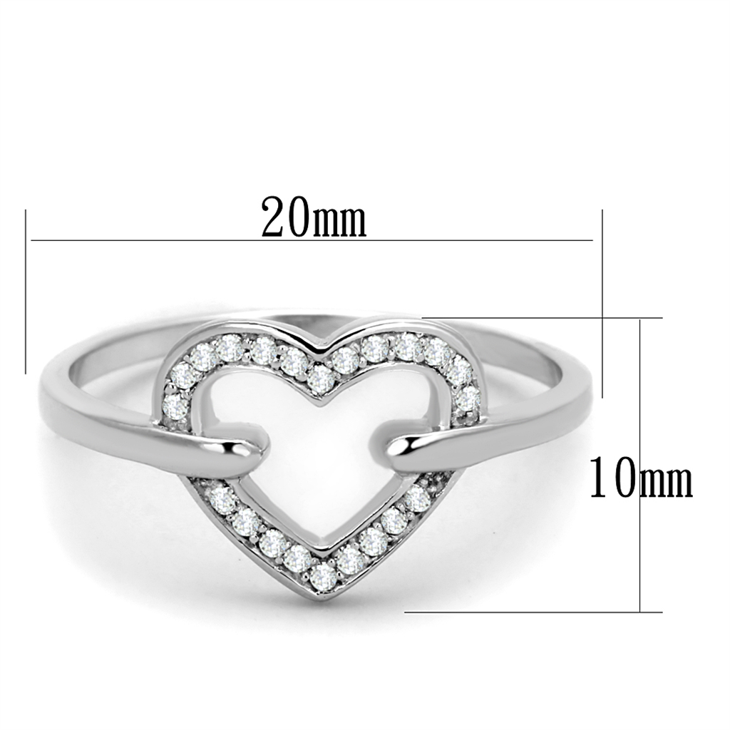 TS256 - 925 Sterling Silver Ring Rhodium Women AAA Grade CZ Clear