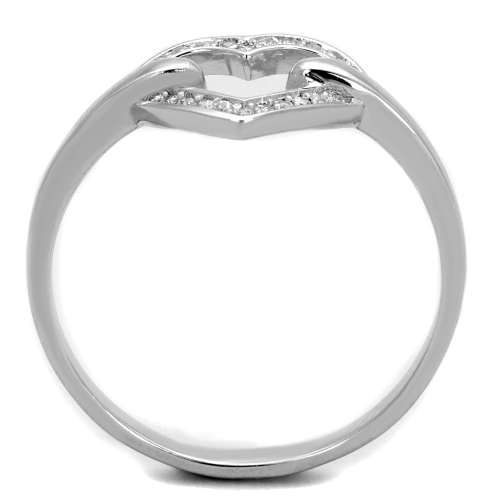 TS256 - 925 Sterling Silver Ring Rhodium Women AAA Grade CZ Clear