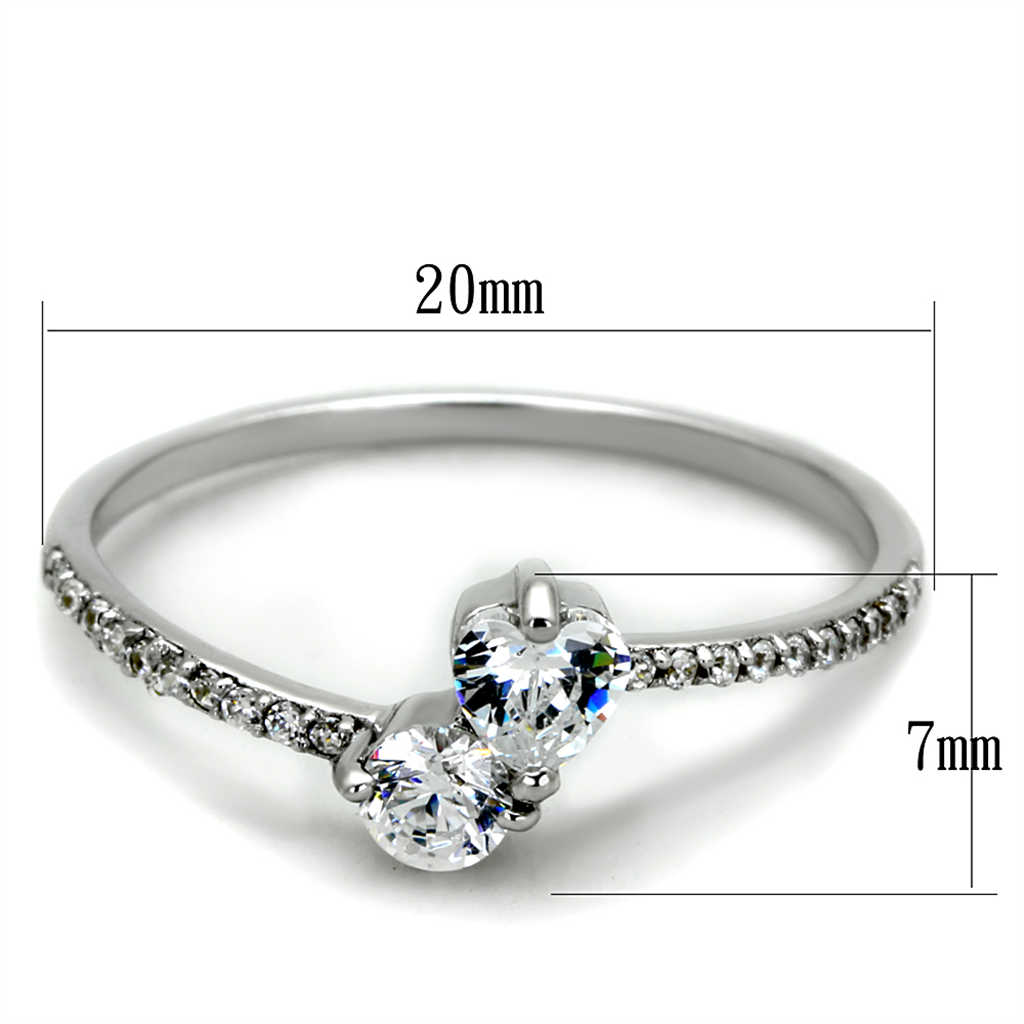 TS258 - 925 Sterling Silver Ring Rhodium Women AAA Grade CZ Clear