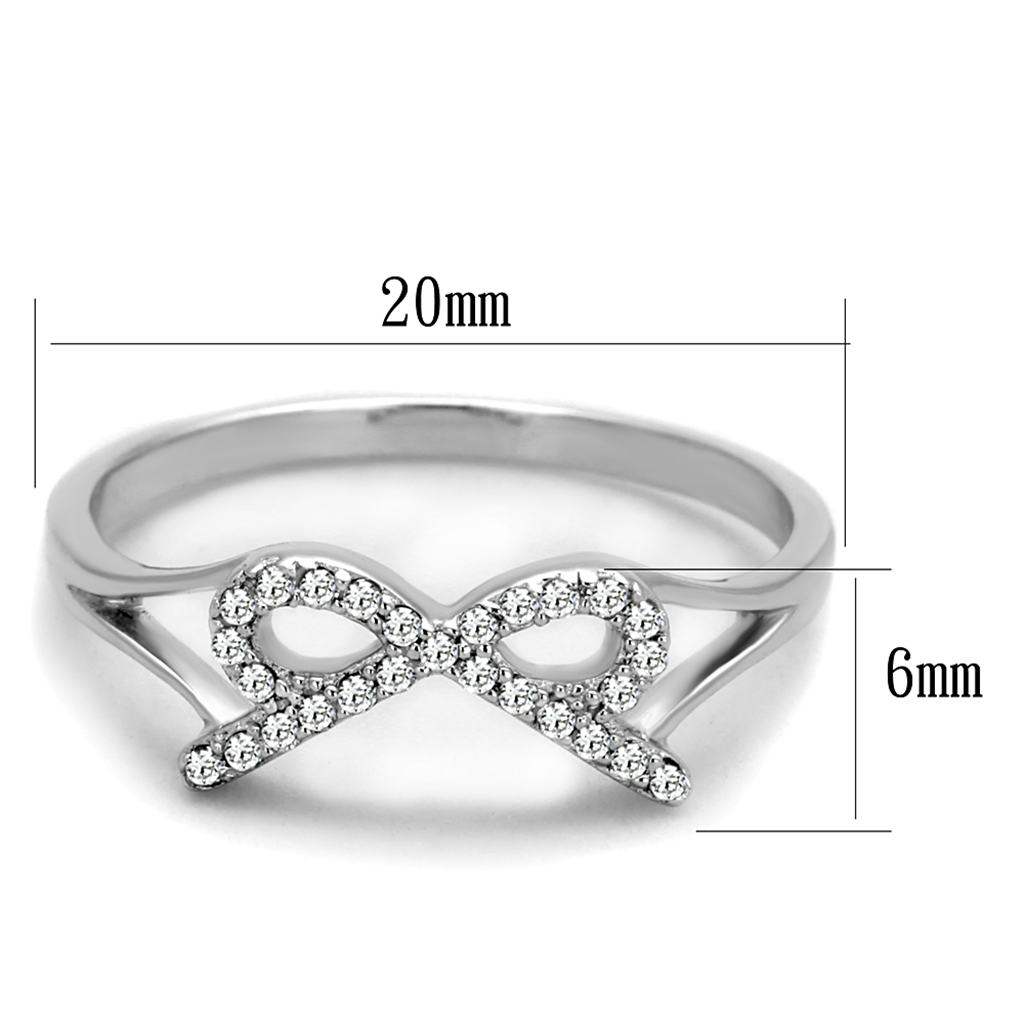 TS259 - 925 Sterling Silver Ring Rhodium Women AAA Grade CZ Clear