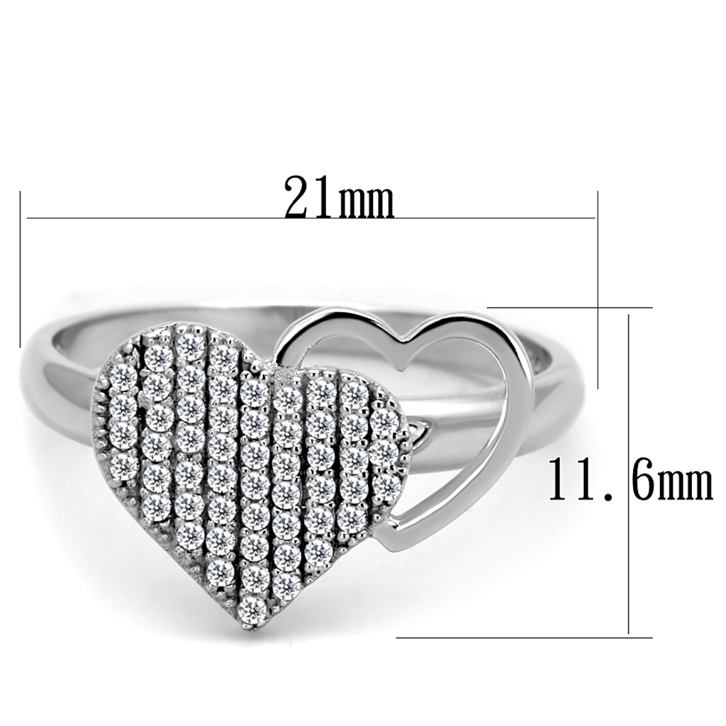 TS260 - 925 Sterling Silver Ring Rhodium Women AAA Grade CZ Clear